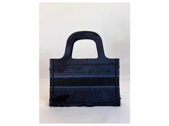Borsa Dior "Mini Book Tote" in tela camouflage blu navy - vista 5