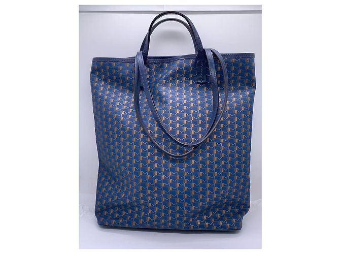 Borsa Tote Verticale Moynat Blu in Tela - vista 3