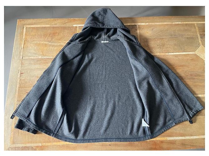 Giacca con cappuccio zip Helmut Lang in pile grigio scuro Vintage Taglia 54 - vista 2