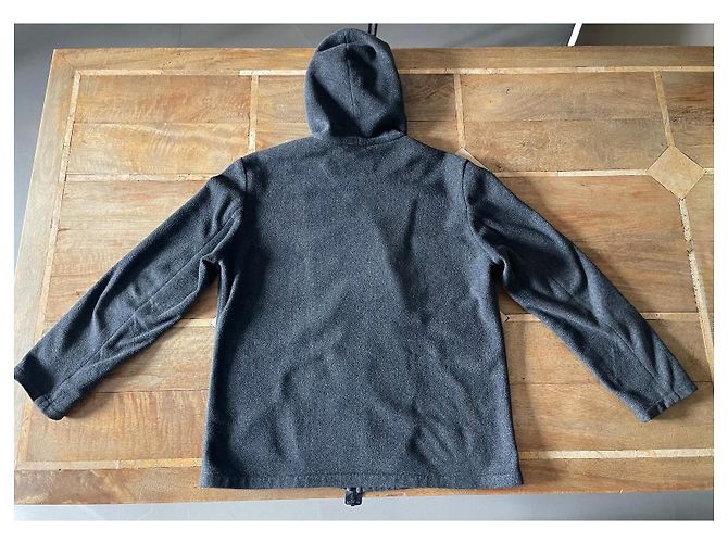 Giacca con cappuccio zip Helmut Lang in pile grigio scuro Vintage Taglia 54 - vista 3