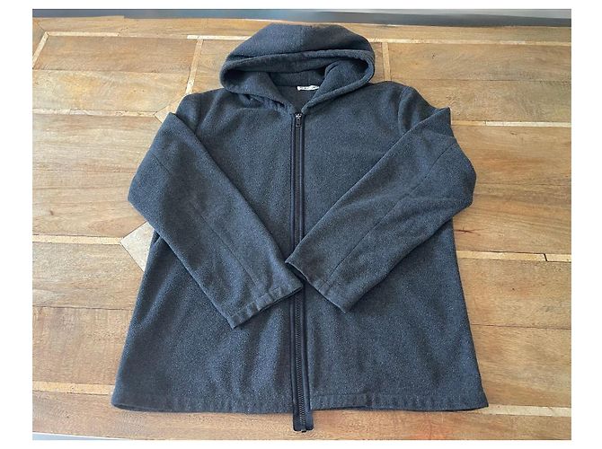 Giacca con cappuccio zip Helmut Lang in pile grigio scuro Vintage Taglia 54 - vista 4