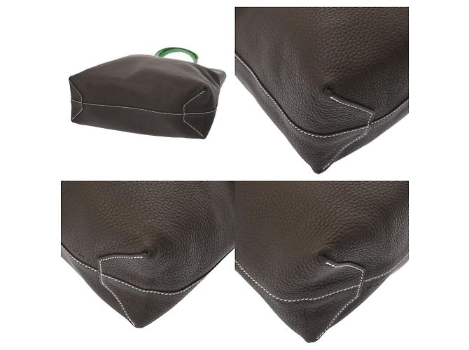 Hermès HERMES Tote Double Sens 45 em Verde Oliva Bambu - vista 10