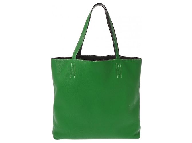 Hermès HERMES Tote Double Sens 45 em Verde Oliva Bambu - vista 2