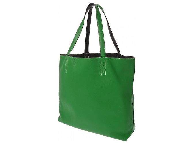 Hermès HERMES Tote Double Sens 45 em Verde Oliva Bambu - vista 3