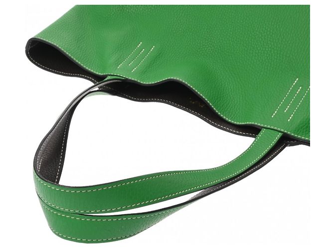 Hermès HERMES Tote Double Sens 45 em Verde Oliva Bambu - vista 4