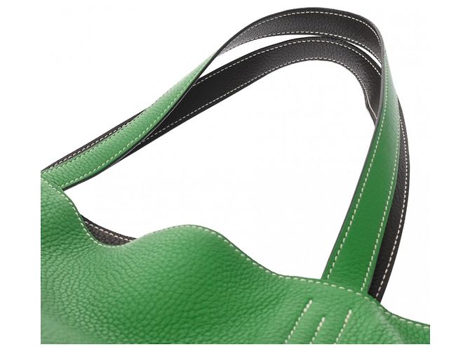 Hermès HERMES Tote Double Sens 45 em Verde Oliva Bambu - vista 5