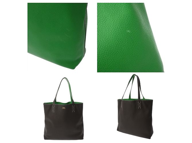Hermès HERMES Tote Double Sens 45 em Verde Oliva Bambu - vista 9