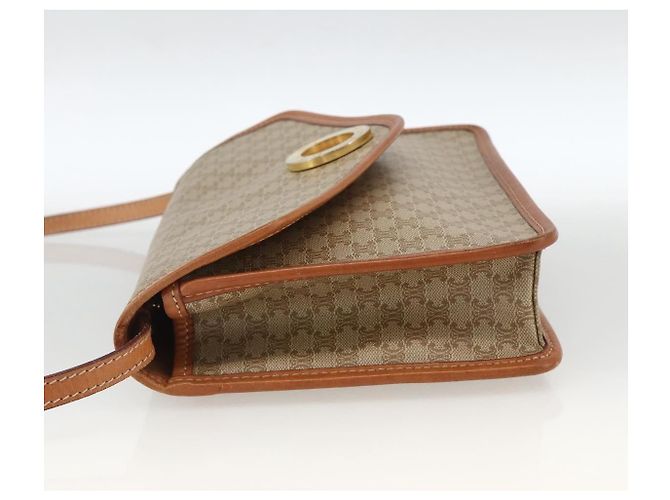 Céline Celine Vintage Macadam Circle Logo Canvas and Leather Beige - vue 3