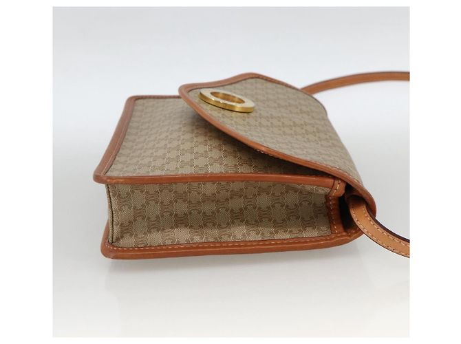 Céline Celine Vintage Macadam Circle Logo Canvas and Leather Beige - vue 4