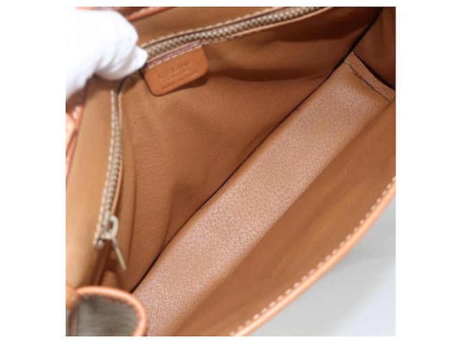 Céline Celine Vintage Macadam Circle Logo Canvas and Leather Beige - vue 5