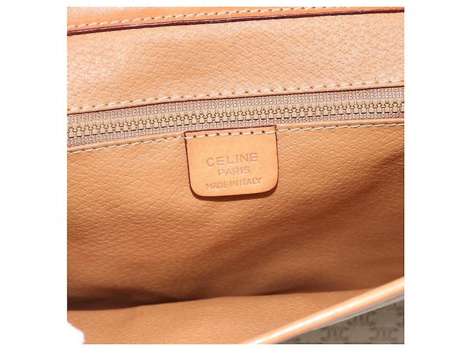 Céline Celine Vintage Macadam Circle Logo Canvas and Leather Beige - vue 6