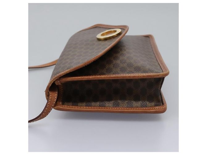 Céline Celine Vintage Macadam Circle Logo Canvas and Leather Brown - view 3