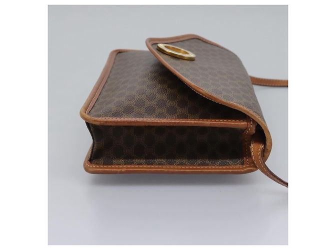 Céline Celine Vintage Macadam Circle Logo Canvas and Leather Brown - view 4