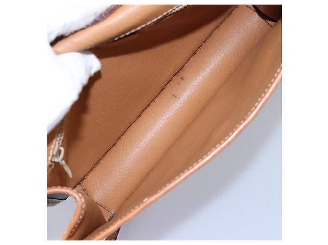 Céline Celine Vintage Macadam Circle Logo Canvas and Leather Brown - view 5