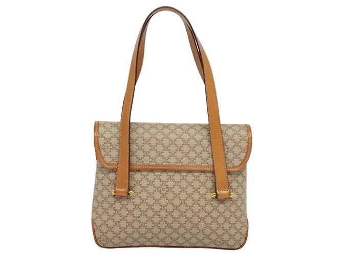 Céline Celine Vintage Macadam Canvas and Leather Beige - vista 2