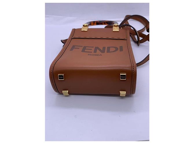 Borsa Fendi Sunshine Mini Music Folder Marrone Pelle - vista 3