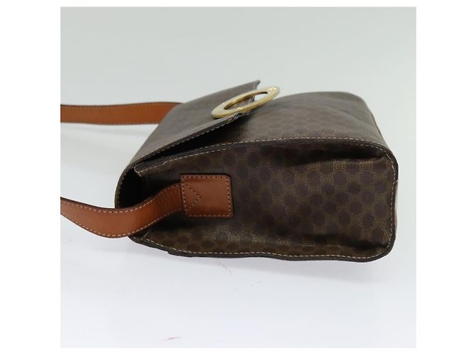 Céline Celine Vintage Macadam Circle Logo Canvas and Leather Marrone - vista 3