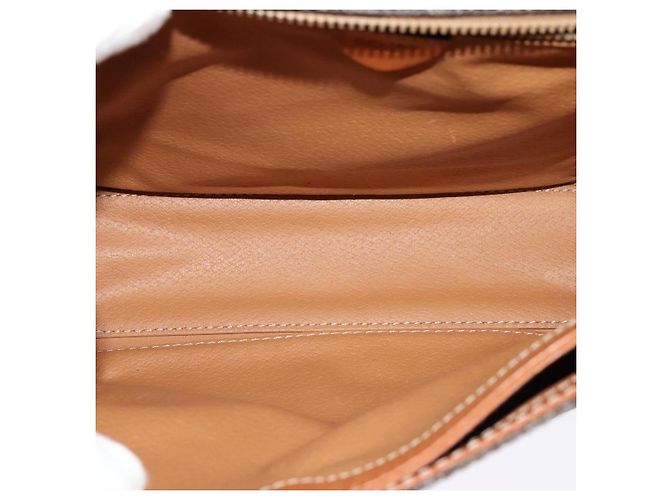 Céline Celine Vintage Macadam Circle Logo Canvas and Leather Marrone - vista 5