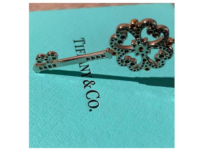 Tiffany & Co Collana Tiffany Keys Chiave Fiore di Ciliegio Oro Bianco e Diamanti Argento - vista 4