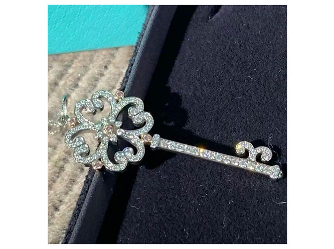 Tiffany & Co Collana Tiffany Keys Chiave Fiore di Ciliegio Oro Bianco e Diamanti Argento - vista 8