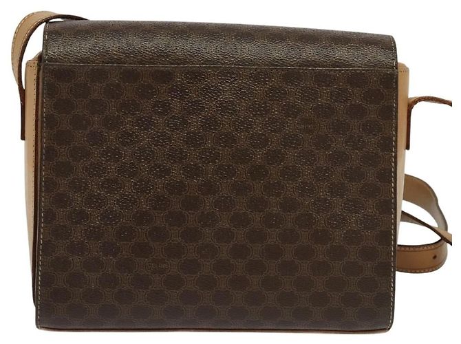 Céline Celine Vintage Macadam Circle Logo Canvas and Leather Marron - vue 2