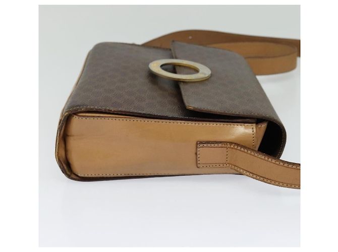 Céline Celine Vintage Macadam Circle Logo Canvas and Leather Marron - vue 4