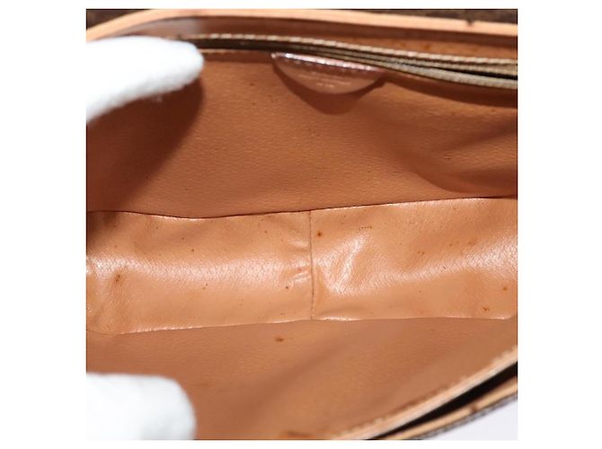 Céline Celine Vintage Macadam Circle Logo Canvas and Leather Marron - vue 5