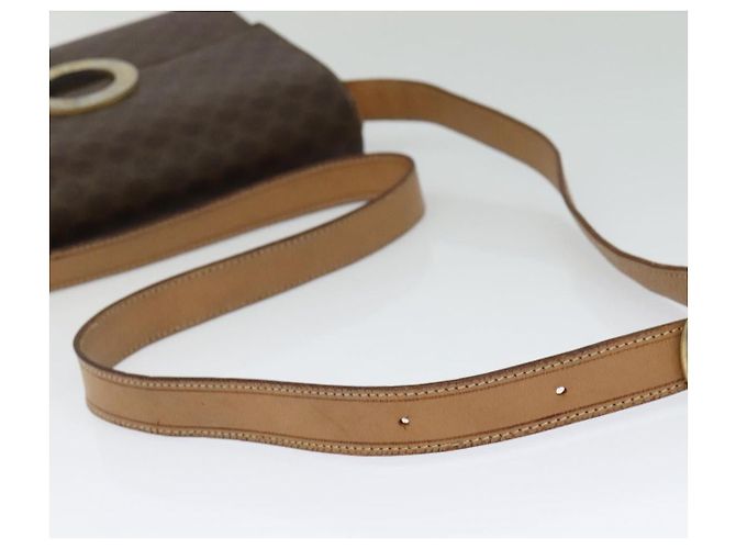 Céline Celine Vintage Macadam Circle Logo Canvas and Leather Marron - vue 7