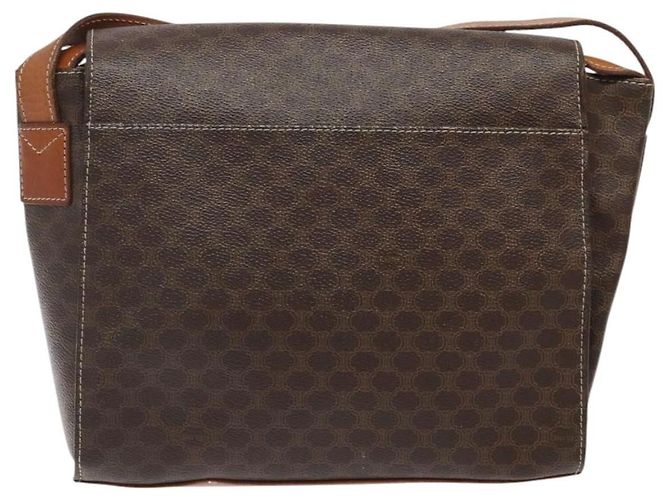Céline Celine Vintage Macadam Circle Logo Canvas and Leather Castaño - vista 2