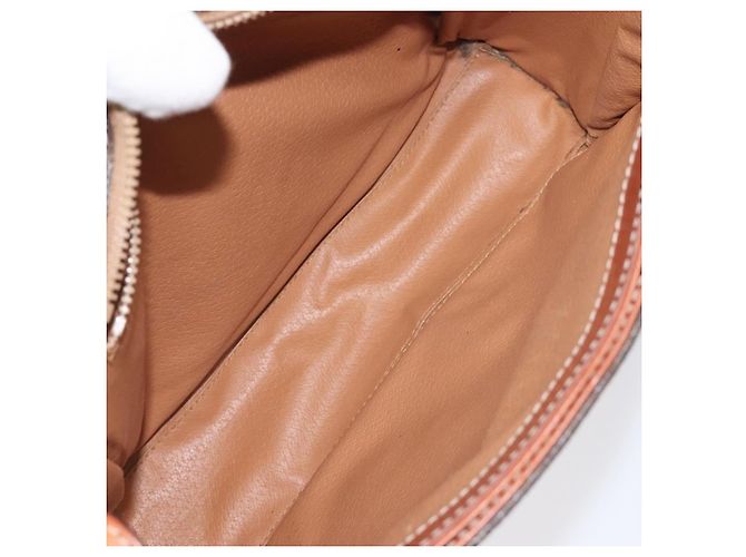 Céline Celine Vintage Macadam Circle Logo Canvas and Leather Castaño - vista 5