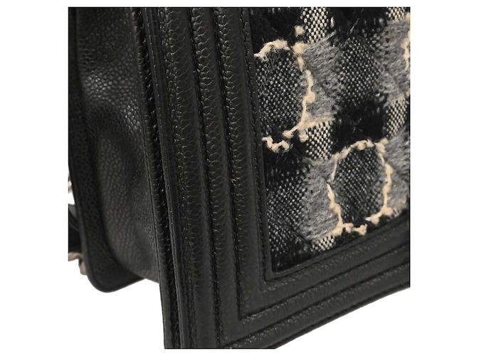 Chanel Boy Flap Tweed and Leather Old Medium Nero - vista 3