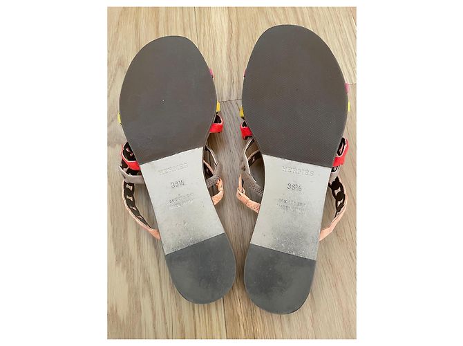 Sandali Hermès Oran Multicolori Rosa Rosso Beige Arancione Giallo - vista 6