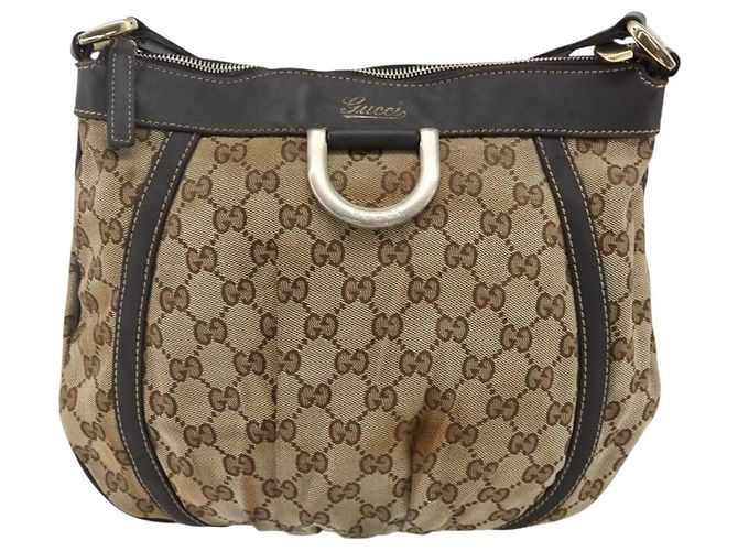 Borsa a Spalla GG Canvas Gucci Beige Oro 203257 Auth mr2384 D'oro - vista 13