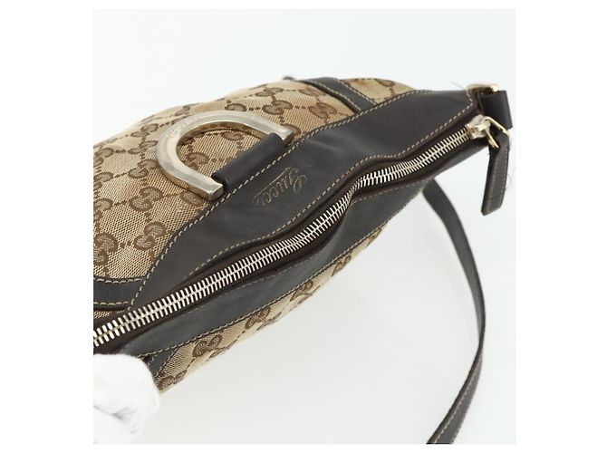 Borsa a Spalla GG Canvas Gucci Beige Oro 203257 Auth mr2384 D'oro - vista 6