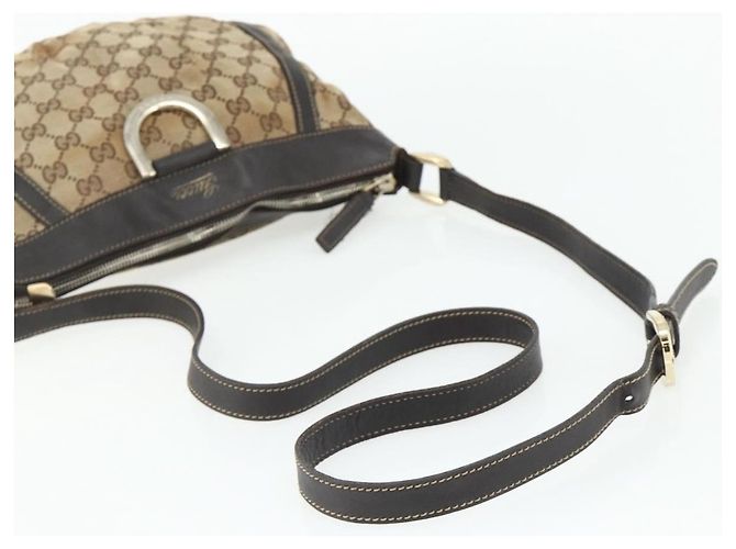 Borsa a Spalla GG Canvas Gucci Beige Oro 203257 Auth mr2384 D'oro - vista 7