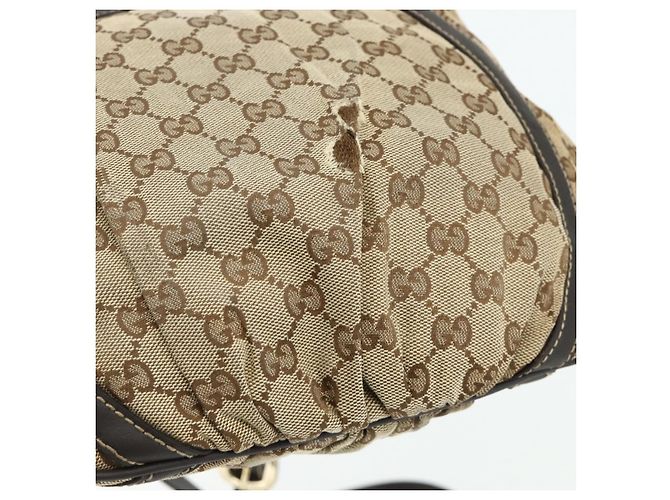 Borsa a Spalla GG Canvas Gucci Beige Oro 203257 Auth mr2384 D'oro - vista 9