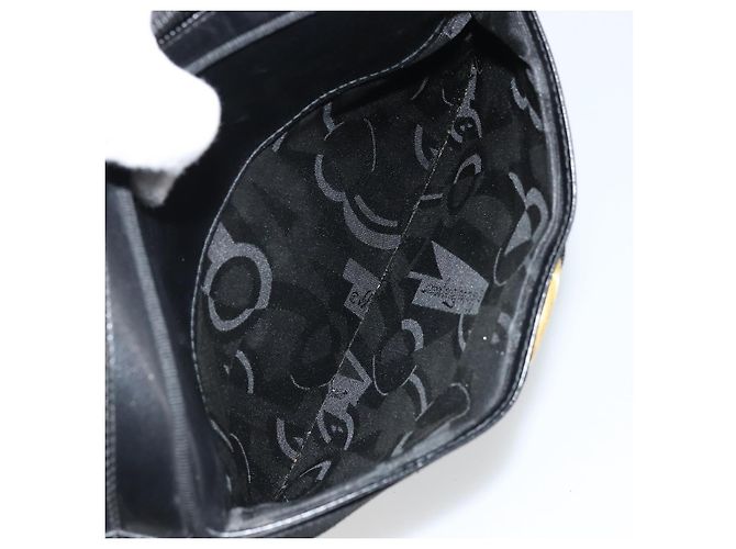 Borsa a Spalla Vala in Pelle Nera e Oro Salvatore Ferragamo Auth ka4046 Nero D'oro - vista 22