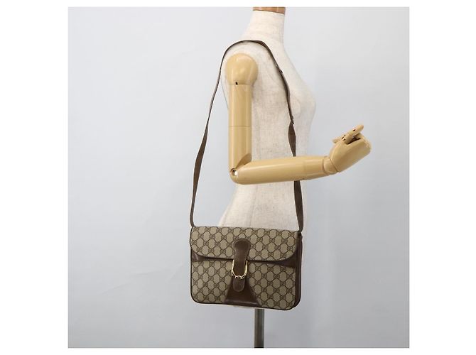 Gucci Borsa a Spalla GG Supreme PVC Beige Oro 904 02 025 Auth 175264 D'oro - vista 23