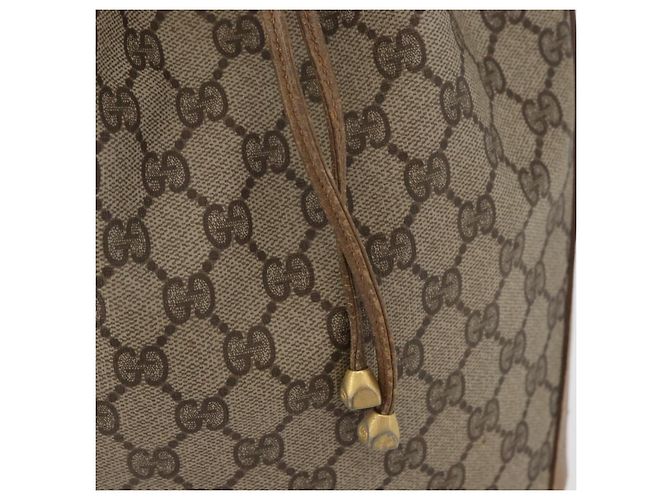 Gucci Borsa GG Supreme Web Sherry Line in PVC beige e oro 41 02 034 Auth 175632 D'oro - vista 10