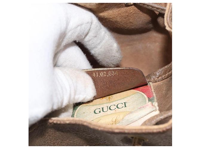 Gucci Borsa GG Supreme Web Sherry Line in PVC beige e oro 41 02 034 Auth 175632 D'oro - vista 12