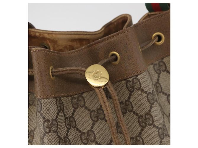 Gucci Borsa GG Supreme Web Sherry Line in PVC beige e oro 41 02 034 Auth 175632 D'oro - vista 17