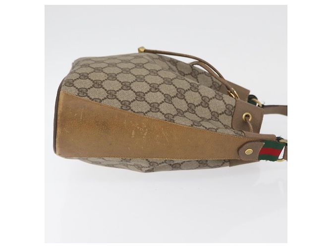Gucci Borsa GG Supreme Web Sherry Line in PVC beige e oro 41 02 034 Auth 175632 D'oro - vista 3