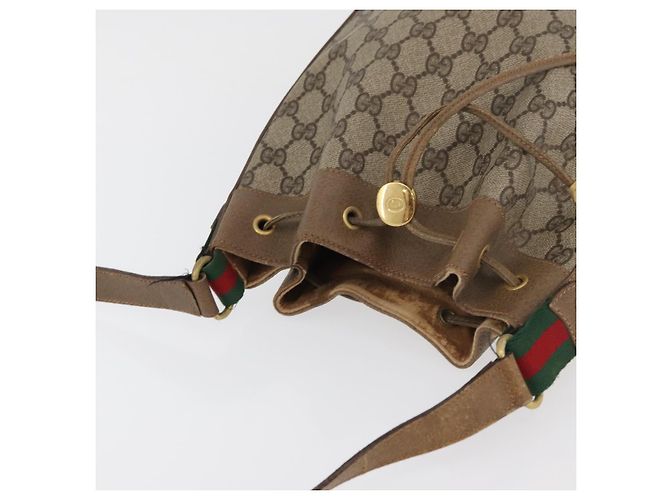 Gucci Borsa GG Supreme Web Sherry Line in PVC beige e oro 41 02 034 Auth 175632 D'oro - vista 6