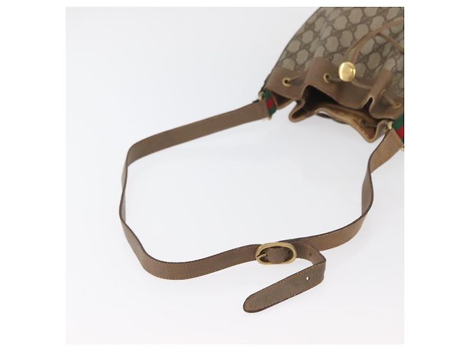 Gucci Borsa GG Supreme Web Sherry Line in PVC beige e oro 41 02 034 Auth 175632 D'oro - vista 7
