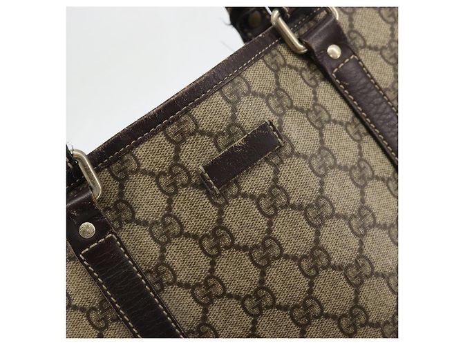 Gucci Borsa Tote GG Supreme in PVC beige e oro 223668 Auth BA12128 D'oro - vista 18