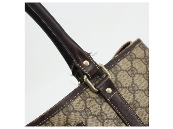 Gucci Borsa Tote GG Supreme in PVC beige e oro 223668 Auth BA12128 D'oro - vista 9