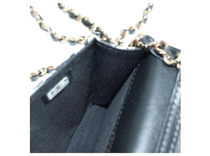 CHANEL Pochette a Catena Matelassé Bandiera a Scacchi Cotone Beige CC Auth YKZ1020SAM D'oro - vista 20
