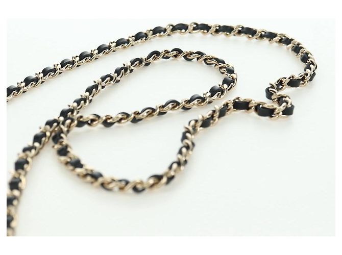 CHANEL Pochette a Catena Matelassé Bandiera a Scacchi Cotone Beige CC Auth YKZ1020SAM D'oro - vista 8