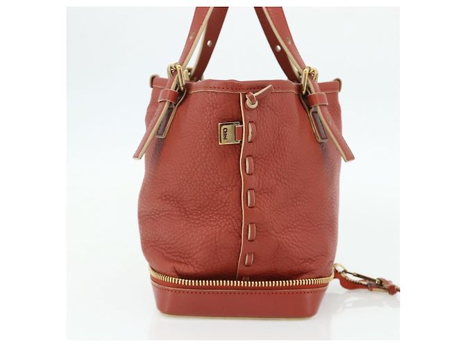 Chloé Borsa a mano Chloe Ellen in pelle rossa e oro Auth BA12010A Rosso D'oro - vista 3