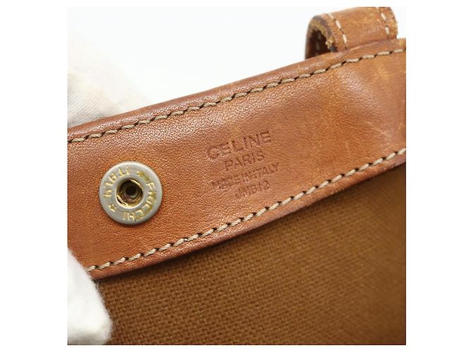 Céline Borsa Tote in Tela Macadam CELINE in Pelle PVC Marrone Oro Auth ti3853 D'oro - vista 12